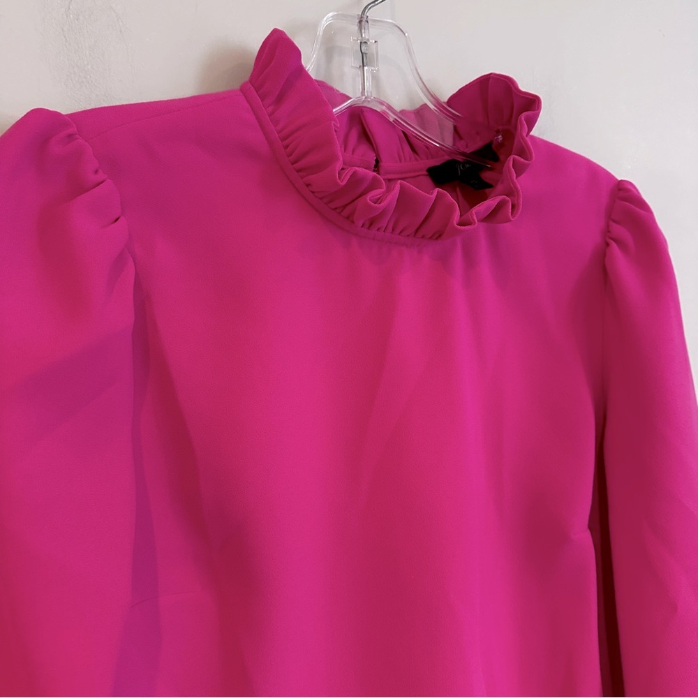 J. Crew Ruffle Collar 365 Crepe Blouse Women''s XS Pink Career Classic Dainty‎ - Picture 5 of 11